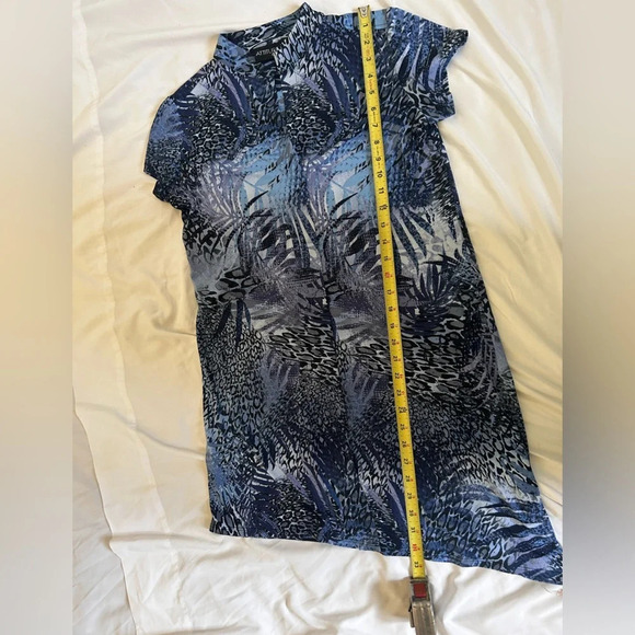Attitudes by Renee Womens Tunic Asymmetric Duster Navy Print XS - Picture 8 of 11